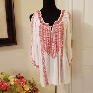 INC cold shoulder long sleeve blouse, size M